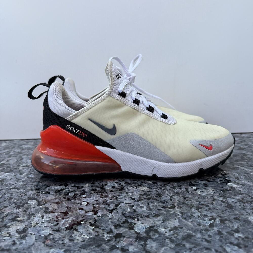 Nike Men's Air Max 270 Golf Shoe - CK6483 103 - White / Grey - Red - Mens 6.5